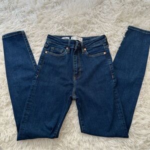 MANGO High-Rise Dark Blue Skinny Jeans, US 2